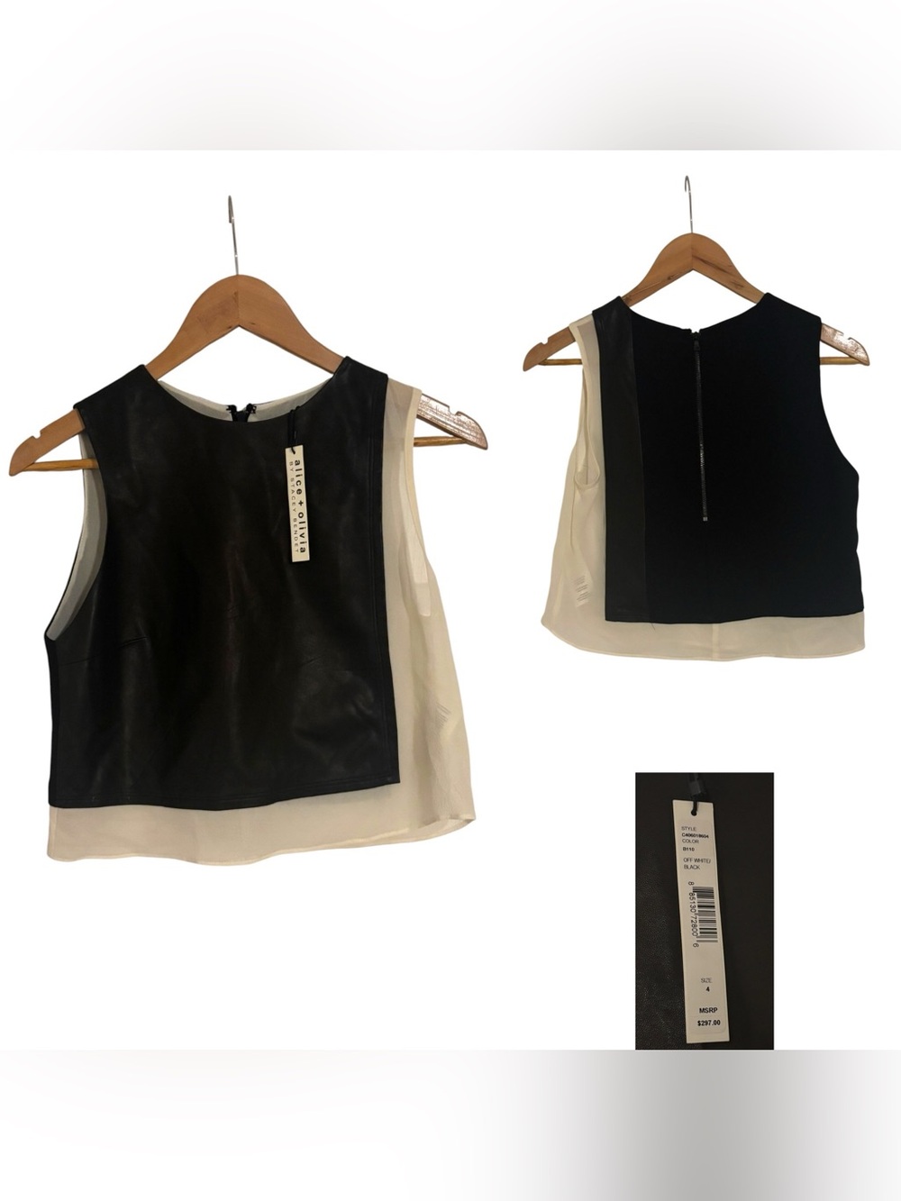 Alice + Olivia Faux Leather Sleeveless Crop Top